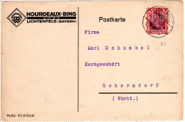 DR 1922, 1 1/4 Mk. Germania M. Perfin Auf Firmenkarte V. Lichtenfels - Autres & Non Classés