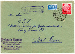 BRD 1954, Landpost Stpl. 13a LEUTENBACH über Forchheim Auf Brief M. 20 Pf. - Sammlungen