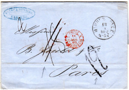 Taxis 1860, Hamburg Th&T Brief N. Frankreich M. Porto Korrektur - Hambourg