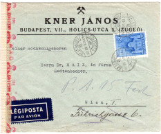 Ungarn 1943, 50 F Auf Luftpost Zensur Bergbau Vordruck Brief V. Budapest N. Wien - Briefe U. Dokumente