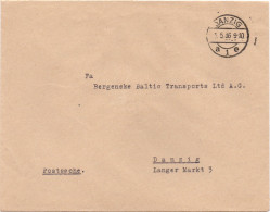 Danzig 1936, Brief "Postsache". Portofreiheit. Rücks.Telegraphenamt Siegel. #691 - Brieven En Documenten
