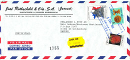 Costa Rica Registered Air Mail Cover Sent To Sweden 8-1-1991 - Costa Rica