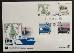 Finland Finnland Finlande 2024 Definitives Birds Map Ship Lighthouse BeePost Set Of 4 Stamps FDC - Schiffe