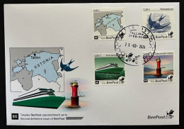 Estonia Estland Estonie 2024 Definitives Birds Map Ship Lighthouse BeePost Set Of 4 Stamps FDC - Schiffe