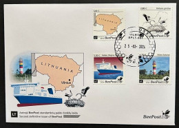 Lithuania Litauen Lituanie 2024 Definitives Birds Map Ship Lighthouse BeePost Set Of 4 Stamps FDC - Schiffe