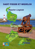 Saint Pierre And Miquelon Map New Postcard * Carte Geographique * Landkarte - Saint-Pierre Und Miquelon