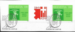 2009 Schweiz   Mi. 2117ZF FD-used   Briefstück  100 Jahre Schweizer Briefmarkenhändler-Verband (SBHV/ASNP). - Gebraucht