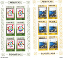 GIBRALTAR 1977  AMPHILEX TIMBRE SUR TIMBRE  3 BLOCS DE 6 Yvert 364-366, Michel 364-366 NEUF** MNH Cote :yv 12 Euros - Gibraltar