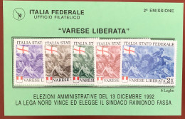 LEGA NORD - ITALIA FEDERALE "VARESE LIBERATA" - 3a Emissione - 1993 - 1991-00: Nieuw/plakker