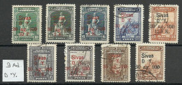 Turkey; 1930 Ankara-Sivas Railway Stamps ERROR "The Dot In Front Of The Letter (D) Is Up" Full Set RRR - Usados