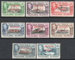 Falkland Islands South Shetlands Scott 5L1/5L8 - SG D1/D8, 1944 George VI Set MH* (2d Fault) - Falkland