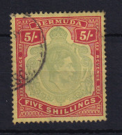 Bermuda: 1938/53   KGVI    SG118c    5/-   Bronze-green & Carmine-red/pale Yellow   [Perf: 14]  Used - Bermudes