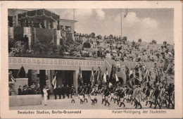 ! Alte Ansichtskarte Deutsches Stadion, Berlin Grunewald, Kaiser Huldigung Der Studenten - Stadien