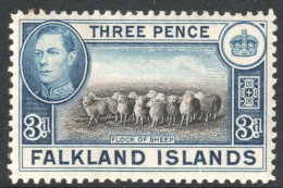 Falkland Islands Scott 87a - SG153, 1938 George VI 3d Sheep MH* - Falkland