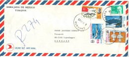 Turkey Registered Air Mail Cover Sent To Denmark 4-11-1984 Topic Stamps (sent From The Embassy Of Mexico Turkey) - Briefe U. Dokumente