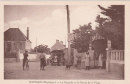 56 DAMGAN   La Rotonde Et La Route De La Plage -Restaurant Et Hôtel BELLEVUE TB   PLAN. Env 1948.  RARE  Voir Descriptio - Damgan