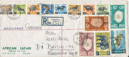 Kenya Registered Air Mail Cover With A Lot Of Topic Stamps Sent To Germany Mombasa 28-11-1970 - Kenya (1963-...)