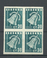 LITAUEN Lithuania 1940 Michel 441 U As 4-block MNH - Litauen