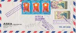 Phillippines Registered Air Mail Cover Sent To Sweden Makati  Rizal 25-4-1972 - Philippinen