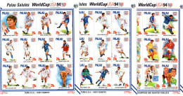 Palau 1994 3 X Sheet 36v Complete! World Cup USA Soccer Football Bergkamp Salenko Romario MNH - Palau