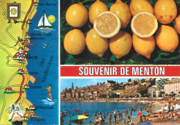 Ref ( 19571 )  Souvenir De Menton - Carte Geografiche