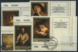 SOWJETUNION 5363-67Zf O, 1984, Gemälde Englischer Maler Mit Rechts Anhängenden Zierfeldern, Prachtsatz, Mi. 30.- - Oblitérés