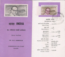 Ambedkar, One Of The Makers Of Indian Constitution, Brochure With Stamps And F.D Postmark, 1973, Condition As Per Scan - Briefe U. Dokumente