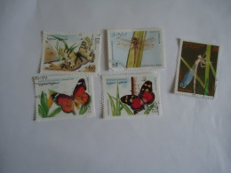 SAHARAUI REPUBLICA  USED STAMPS  5 BUTTERFLIES  INSECTS - Vlinders