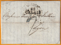 1827 - KGIV - Longue Lettre Avec Correspondance En Français De LONDON Londres Vers LYON - Par Entremise ACHEMINEE  DEVOT - Marcophilie