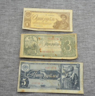 Soviet USSR Empire Paper Rubles 1,2,5, 1938 Rubles In A Lot Of 3 Pieces - Rusland