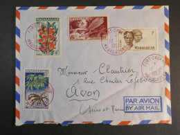 DM4 MADAGASCAR   BELLE LETTRE    1957 PETIT BUREAU FORT DAUPHIN A AVON FRANCE +C. ROUGE + AFF.   INTERESSANT+ + - Briefe U. Dokumente