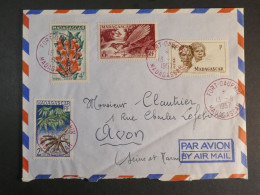 DM4 MADAGASCAR   BELLE LETTRE    1957 PETIT BUREAU FORT DAUPHIN A AVON FRANCE +C. ROUGE + AFF.   INTERESSANT+ + - Storia Postale