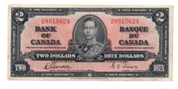 Canada 2 Dollars 1937  KGVI P-59 Gordon Towers Sign VF - Canada