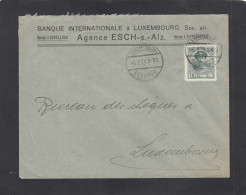 BANQUE INTERNATIONALE A LUXEMBOURG.LETTRE D'ESCH/ALZETTE POUR LUXEMBOURG,1924. - Storia Postale