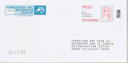 D0233 - Entier Postal PAP Réponse CIAPPA - Fondation ARC Recherche Cancer (agrément 16P365) - Listos Para Enviar: Respuesta /Ciappa-Kavena