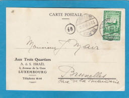 AUX TROIS QUARTIERS, A. & S. ISRAEL,LUXEMBOURG.CARTE POSTALE POUR BRUXELLES,1936. - Lettres & Documents