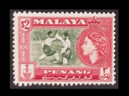 (TI)(CZ)(MLYPNQ57-3) MALAYA MALAYSIA MALAISIE Penang 1957 Queen Elizabeth II ** MNH Neufs $2 - Penang