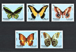 Sharjah 1972 Butterflies Insects Moth VLINDERS MARIPOSAS Fauna Wild Arabian UAE MNH Stamps Serie Full Set Mi.# 1018-1022 - Papillons