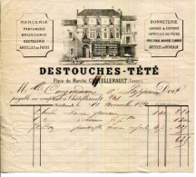 FACTURE.86.CHATELLERAULT.MERCERIE.BONNETERIE.DESTOUCHES-TÉTÉ PLACE DU MARCHÉ. - Textile & Clothing