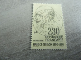 Maurice Genevoix (1890-1980) Ecrivain - 2f.30 - Yt 2671 - Noir Sur Jaune Verdâtre - Oblitéré - Année 1990 - - Gebraucht
