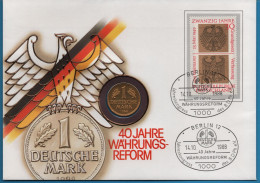 DEUTSCHLAND GERMANY NUMISLETTER 1 MARK 1988 D VERGOLDET GOLD PLATED - 1 Mark