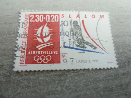 Les Ménuires - J.O D'Hiver 92 - Slalom - 2f.30+20c. - Yt 2676 - Rouge, Gris Et Bleu - Oblitéré - Année 1991 - - Hiver 1992: Albertville