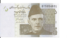 PAKISTAN 5 RUPEES 2008 UNC P 53 A - Pakistán