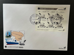 Lithuania Litauen Lituanie 2024 Definitives White Stork Bird BeePost Sheetlet FDC - Cigognes & échassiers