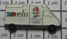 417 Pin's Pins / Beau Et Rare / TRANSPORTS / CAMIONNETTE DE TRANSPORT ELIS JEUX OLYMPIQUES ALBERTVILLE - Olympic Games