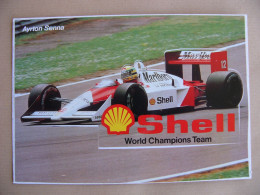 CP AUTOCOLLANT PILOTE AUTO AUTOMOBILE AYRTON SENNA , SHELL WORLD CHAMPIONS TEAM - Grand Prix / F1