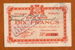 GLAGEON (Nord 59) // Novembre 1914 // Première Série // Bon De Dix Francs // MUNSTER/ANNULE - Bons & Nécessité
