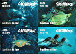 Niger 1998 Marine Life Turtles Amphibians Tropical Сorals Undersea World Sea Ocean Greenpeace MNH Luxe Stamps Full Set - Tortues