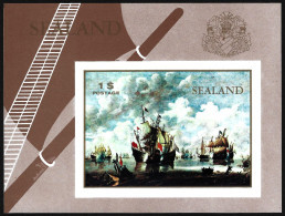 Sealand 1970 MNH Luxe Ships Sailor Naval Battle Boats Marine Art Painting Cinderella Postage Stamp Block - Schiffe