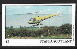 ● STAFFA Scotland 1982 ֍ ️ELICOTTERO ● HELICOPTER ● HÉLICOPTÈRE ● BF Imperforated ● £ 2 ● N. XX ● - Local Issues
